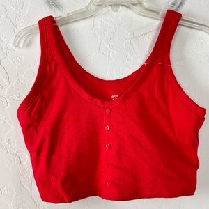 Aerie Tank Top Knit Shirt Cropped Henley Button Down Scoop Neck Cotton Eyelet‎